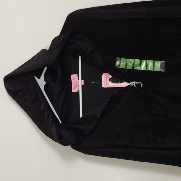 Juicy couture Vintage Y2K Classic Velour Velvet Zip-Up Jacket Hoodie cropped - Picture 2 of 8